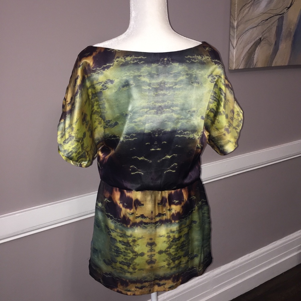 Raw silk sunset printed dress - Picture 5 of 8